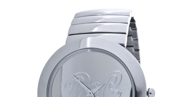 Dámské ocelové hodinky Dolce & Gabbana s bílým koženým řemínkem