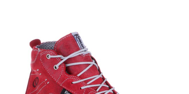 Dámské červené kotníkové boty s tkaničkami Kimberfeel