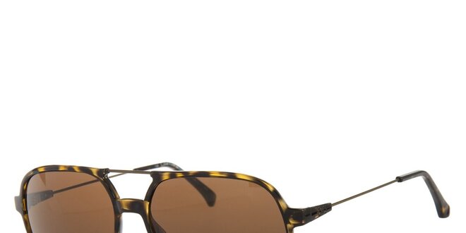 Pánské žluto-hnědé žíhané sluneční brýle Calvin Klein