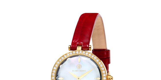 Dámské zlatě zabarvené hodinky s perleťovým ciferníkem Klaus Kobec