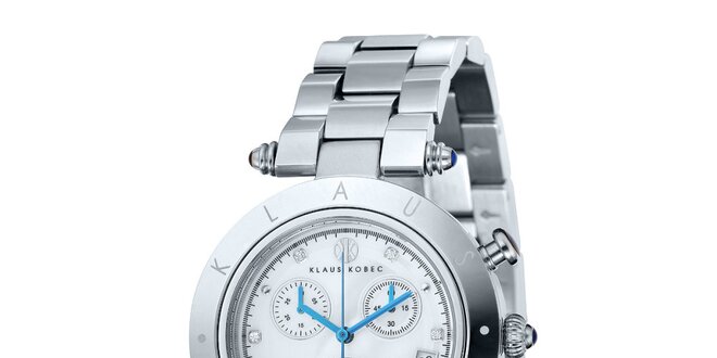 Dámské stříbrné hodinky s nápisem na lunetě Klaus Kobec