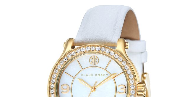 Dámské hodinky s bílým řemínkem Klaus Kobec