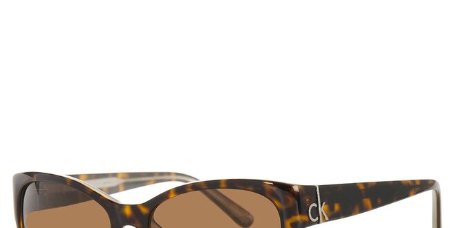 Dámské tmavě hnědé želvovinové sluneční brýle Calvin Klein