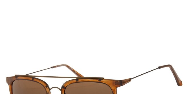 Dámské karamelově hnědé sluneční brýle Calvin Klein s kovovými detaily