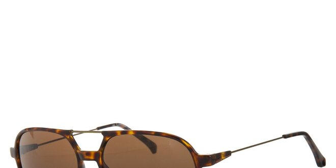 Dámské hnědé žíhané sluneční brýle Calvin Klein Jeans s kovovými detaily