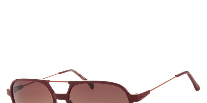 Dámské tmavě červené sluneční brýle Calvin Klein s kovovými detaily a zrcadlovými skly