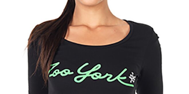 Dámské černé tričko s dlouhým rukávem a nápisem Zoo York