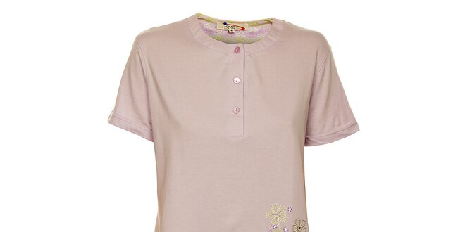 Dámské šeříkové pyžamo Isma s kytičkami - šortky a tričko
