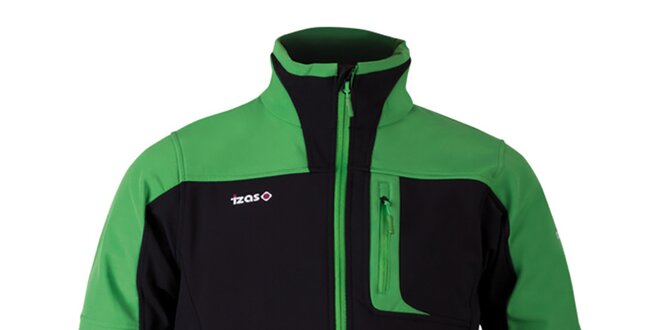 Pánská černo-zelená softshellová bunda Izas