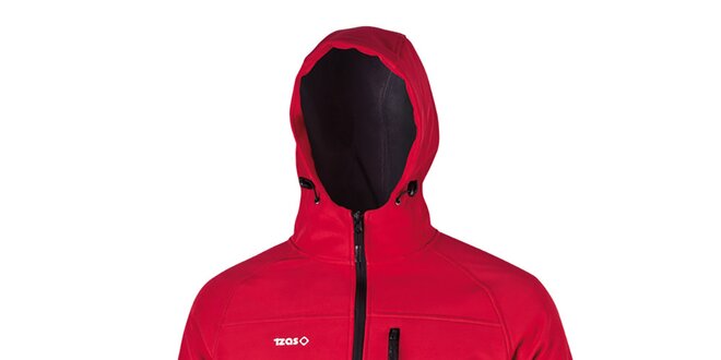 Pánská červená softshellová bunda s černým zipem Izas