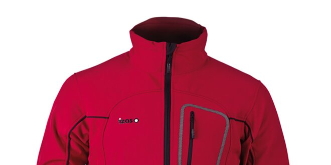Pánská červená softshellová bunda s černými prvky Izas