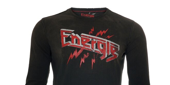 Šedé pánské triko Energie s dlouhým rukávem v rockovém stylu