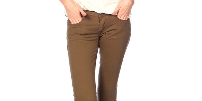 Dámské bavlněné kalhoty v khaki barvě Jimmy Key