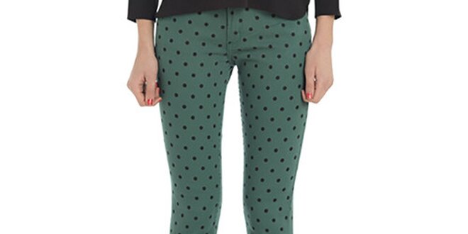 Dámské zelené puntíkaté kalhoty Compania Fantastica
