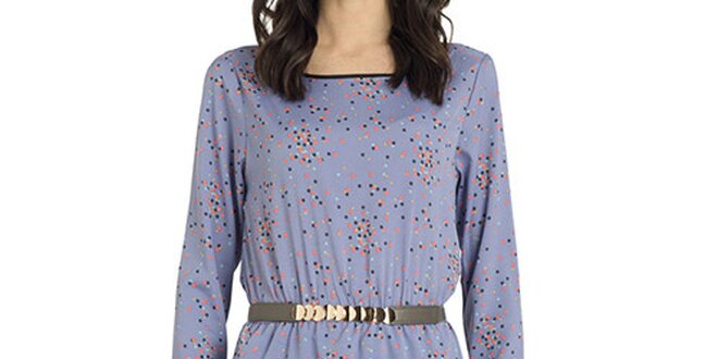Dámské fialové šaty s barevným vzorem Compania Fantastica