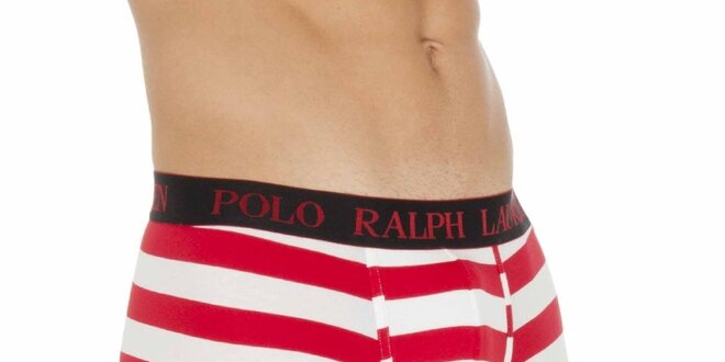 Pánské červeno-bílé pruhované boxerky Ralph Lauren