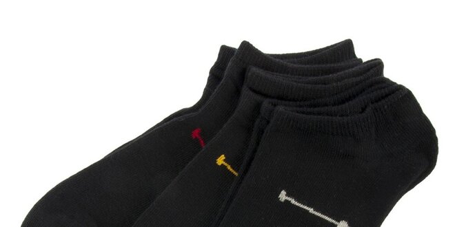 Sada tří párů pánských kotníkových ponožek v černé barvě Ralph Lauren
