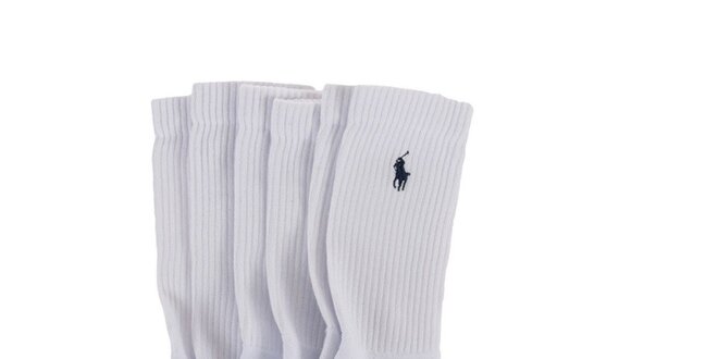 Sada tří párů pánských bílých ponožek Ralph Lauren