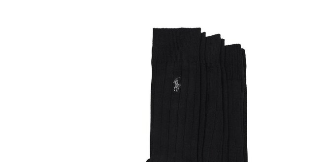 Sada tří párů černých pánských ponožek Ralph Lauren