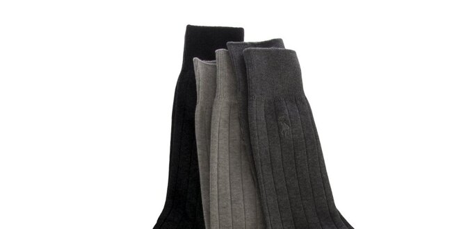 Sada tří párů šedých pánských ponožek Ralph Lauren