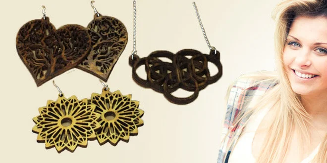 Designové dřevěné náušnice a náhrdelníky Woodener