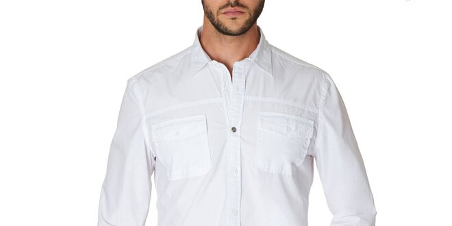 Pánská bílá košile s náprsními kapsami Paul Stragas