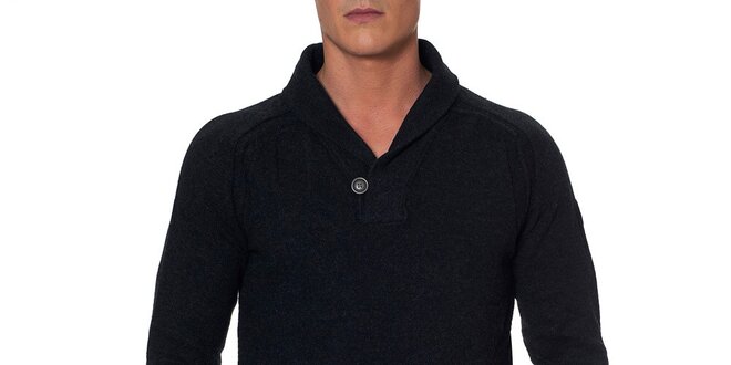 Pánský antracitový svetr s knoflíkem Paul Stragas