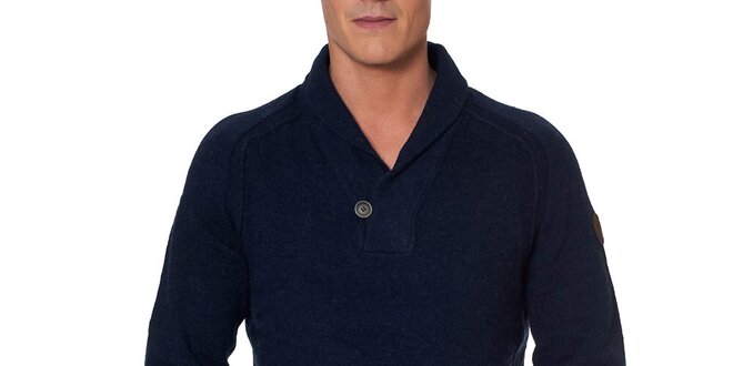 Pánský tmavomodrý svetr s knoflíkem Paul Stragas