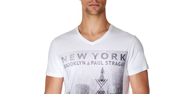 Pánské bílé tričko s městským potiskem Paul Stragas
