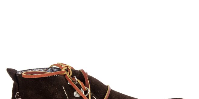 Pánské tmavě hnědé semišové boty Hudson