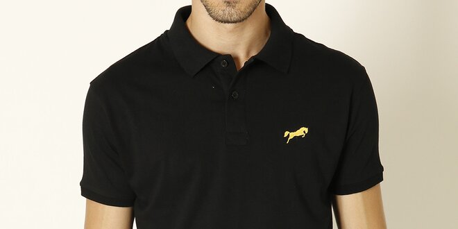Pánské černé polo tričko se žlutým logem Chaser
