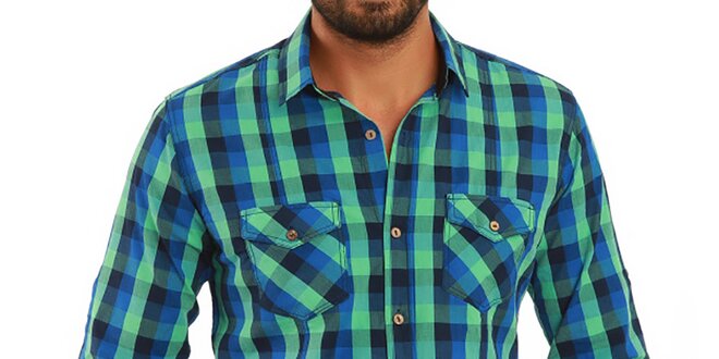 Pánská modro-zeleně kostkovaná košile Premium Company
