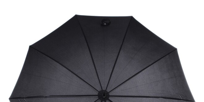 Dámský vystřelovací černý deštník s dřevěnou rukojetí Ferré Milano