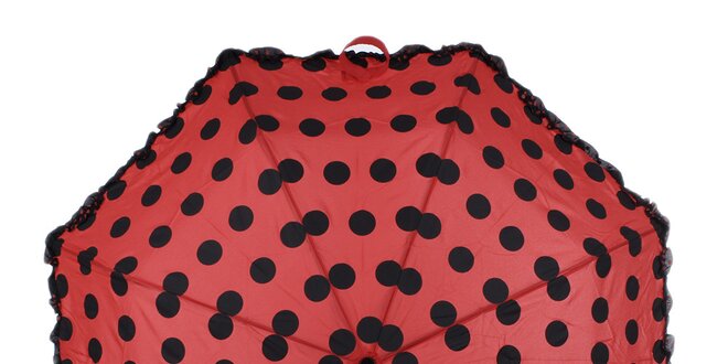 Dámský červený skládací deštník s puntíky Ferré Milano