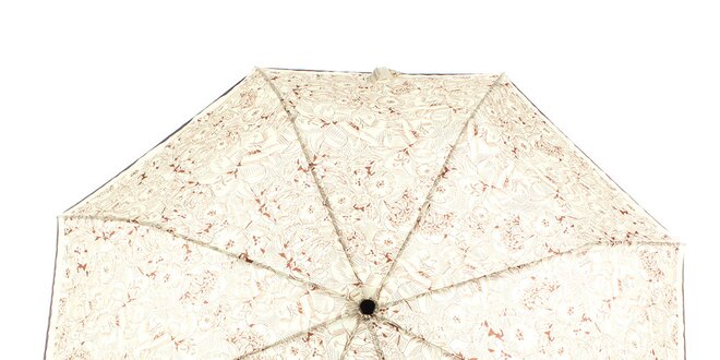 Dámský krémový vystřelovací deštník s hnědými květy Ferré Milano