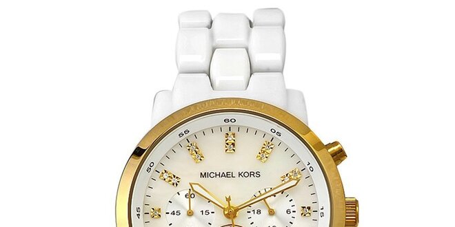 Dámské bílé hodinky se zlatými prvky Michael Kors
