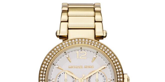 Dámské pozlacené hodinky s bílými zirkony Michael Kors