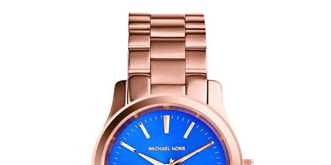 Dámské hodinky s modrým ciferníkem Michael Kors - barva růžového zlata