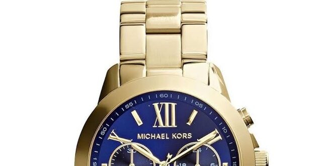 Dámské pozlacené hodinky s tmavomodrým ciferníkem Michael Kors