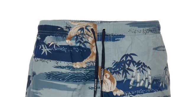 Modré pánské plavky Kenzo s přírodním motivem