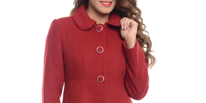 Dámský červený kabát s kapsami Vera Ravenna