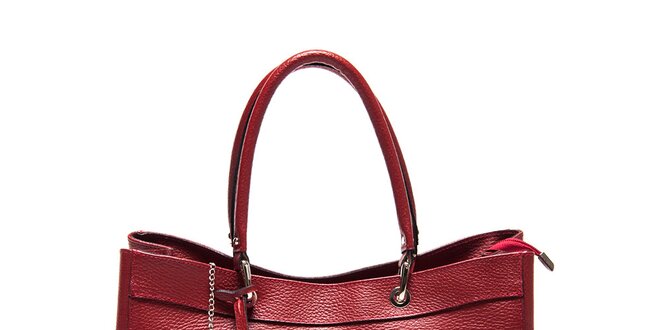 Dámská červená kožená kabelka Carla Ferreri