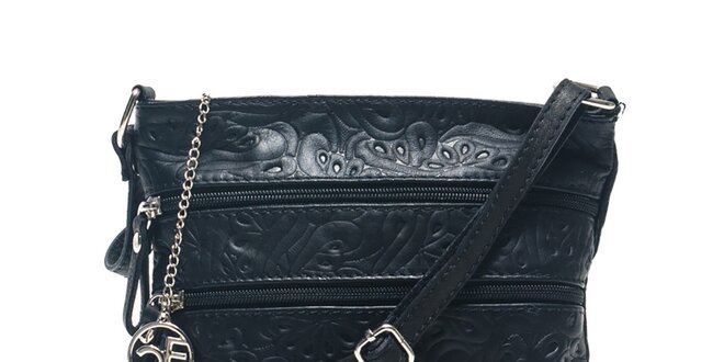 Dámská černá kožená taška se vzorem Carla Ferreri