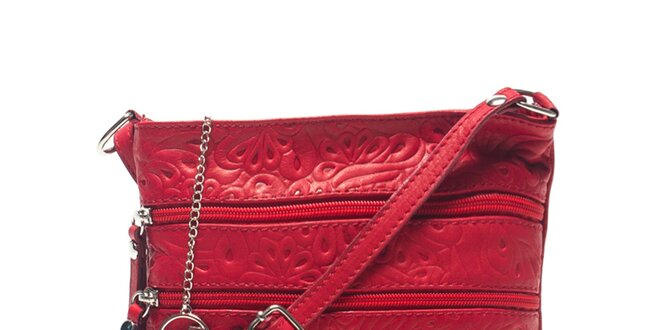 Dámská červená kožená taška se vzorem Carla Ferreri