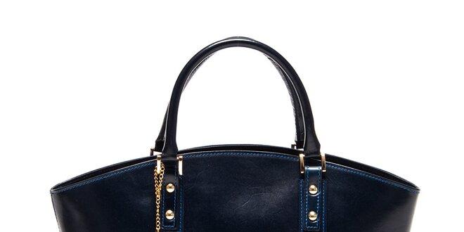 Dámská tmavě modrá kožená kabelka Carla Ferreri