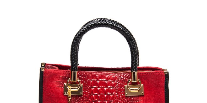 Dámská červená kabelka s krokodýlím vzorem Carla Ferreri