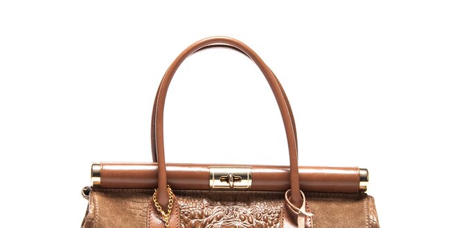 Dámská kufříková kabelka v hnědé barvě Carla Ferreri