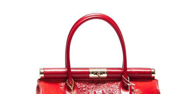 Dámská kufříková kabelka v červené barvě Carla Ferreri