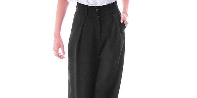 Dámské černé kalhoty s širokými nohavicemi Berry Couture