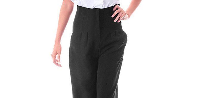 Dámské černé kalhoty s vysokým pasem Berry Couture